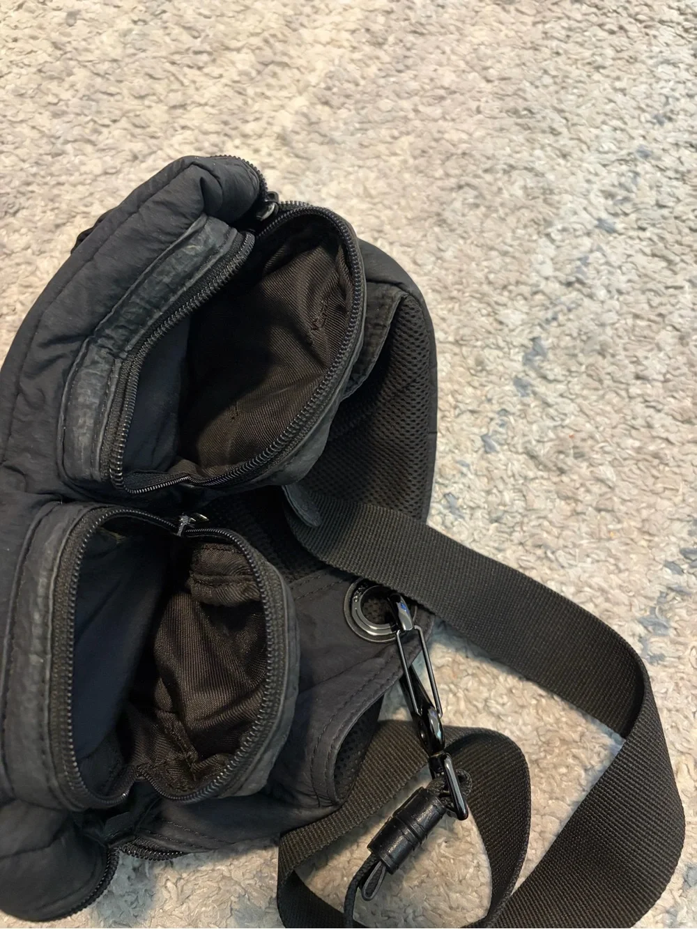 KENZO Black Nylon Tiger Crest Multi-Pocket Crossbody Belt Bag Sling Waist Pack